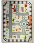 Tapis enfant Circuit de voiture 80 x 150 cm - Gris