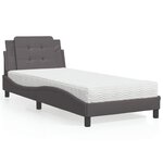 vidaXL Lit avec matelas gris 90x190 cm similicuir