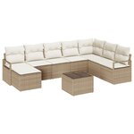 Ensemble de Canapés de Jardin vidaXL 9 pièces avec Coussins Rattan Poly Beige