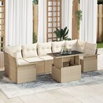 vidaXL Ensemble de canapé de jardin 8 pièces avec coussins Beige Poly Rattan