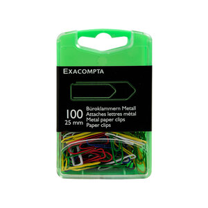 Exacompta - boîte de 100 trombones attaches lettres 25mm couleurs assorties