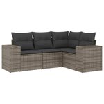 vidaXL Salon de jardin 4 Pièces avec coussins gris résine tressée