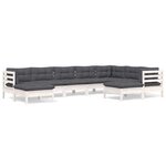 vidaXL Salon de jardin 9 Pièces avec coussins blanc bois de pin massif