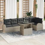vidaXL Ensemble de canapé de jardin en 7 pièces avec coussins gris clair en rotin poly