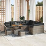 Ensemble de canapé de jardin vidaXL 12 pièces avec coussins gris en poly rotin d'acacia