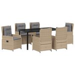 vidaXL Ensemble de salle à manger de jardin 7 pièces Beige Rattan Synthétique