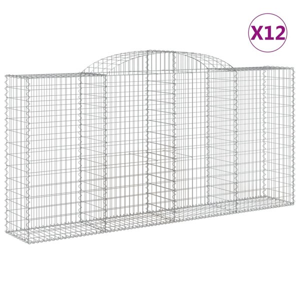 vidaXL Paniers à gabions arqués 12 Pièces 300x50x140/160 cm fer galvanisé