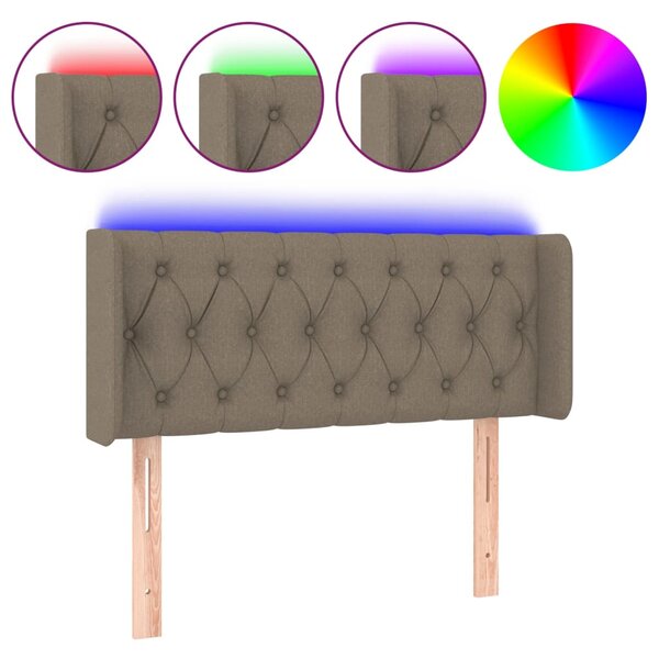 vidaXL Tête de lit à LED Taupe 93x16x78/88 cm Tissu