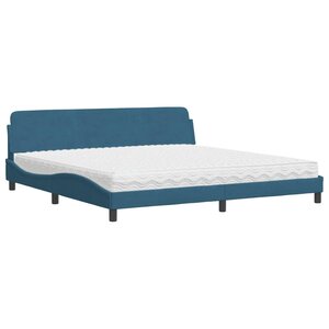 vidaXL Lit avec matelas bleu 200x200 cm velours