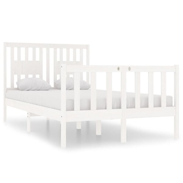 vidaXL Cadre de lit Blanc Bois massif 120x190 cm Petit double