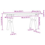vidaXL Table basse cadre en Y 100x50x45 cm bois de pin massif et fonte