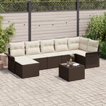 Ensemble de Canapé de Jardin 7 Pièces avec Coussins Gris Rotin