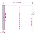 vidaXL Auvent latéral rétractable crème 160x300 cm