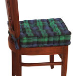 Galette de chaise coussin rehausseur en coton à carreaux écossais Bleu  40 x 40 x 10 cm - HOMESCAPES