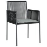 vidaXL Ensemble de repas de jardin 3 pièces avec coussins Noir Poly Rattan