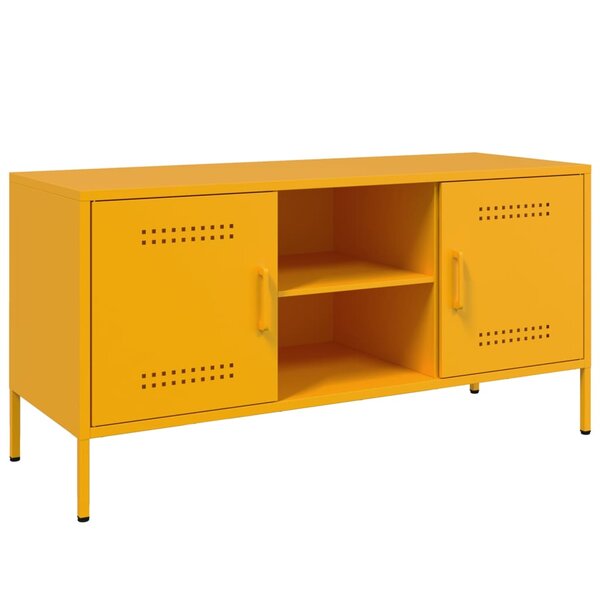 vidaXL Meuble TV jaune moutarde 100 5x39x50 5 cm acier