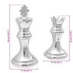 vidaXL Sculptures d'échecs 2 Pièces Argent Aluminium