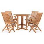 vidaXL Ensemble à manger d'extérieur pliable 5 Pièces Bois solide de teck