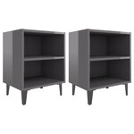 vidaXL Tables de chevet pieds en métal 2 Pièces gris brillant 40x30x50 cm