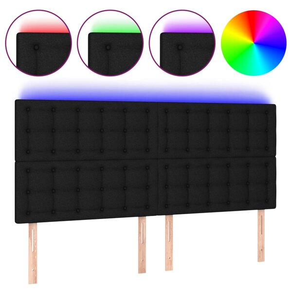 vidaXL Tête de lit à LED Noir 180x5x118/128 cm Tissu