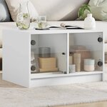 vidaXL Table basse avec portes en verre blanc 68x50x42 cm