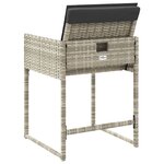 vidaXL Chaises de jardin avec coussins lot de 4 gris clair poly rotin