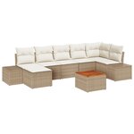 vidaXL Ensemble de canapé de jardin 8 pièces avec coussins en poly rotin beige et acacia