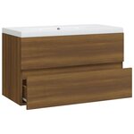 vidaXL Meuble lavabo avec bassin intégré Chêne brun Bois d'ingénierie