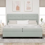Lit Box Spring avec Matelas gris clair 200x200 cm velours