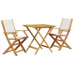 vidaXL Ensemble de bistro 3 Pièces blanc crème tissu et bois massif