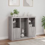 vidaXL Buffets avec lumières LED 3 Pièces sonoma gris bois d'ingénierie