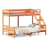 vidaXL Lit superposé 90x200/140x200 cm cire marron bois de pin massif