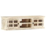 vidaXL Meuble TV Blanc 130x30x36 cm Bois massif de manguier