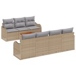 Canapé de jardin 8 pièces avec coussins beige poly rattan acacia