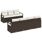 Ensemble de canapé de jardin 8 pièces avec coussins Brun Poly Rattan