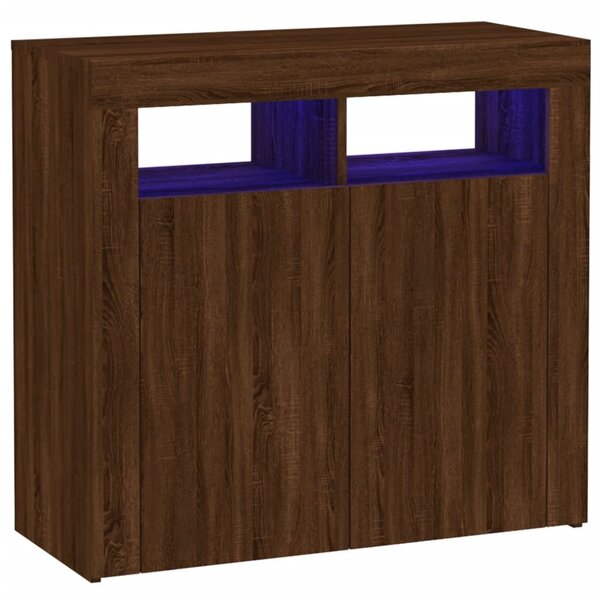 vidaXL Buffet avec lumières LED chêne marron 80x35x75 cm