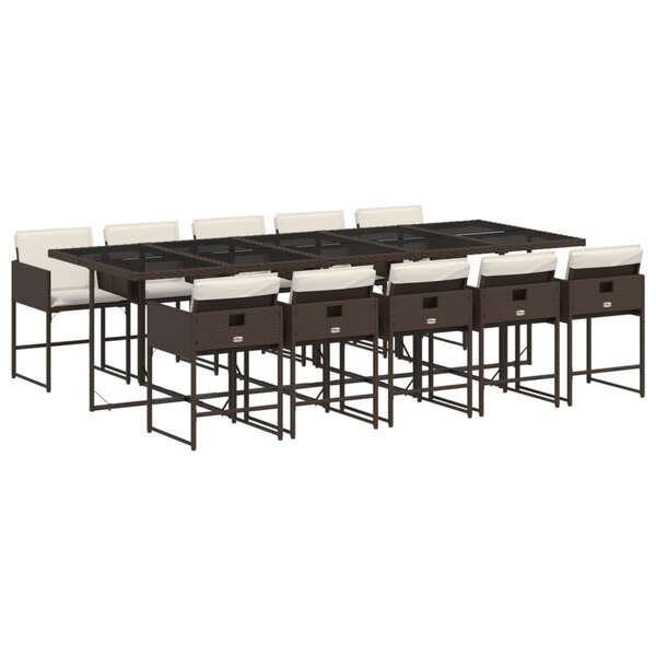 vidaXL Ensemble à manger de jardin et coussins 11 Pièces marron rotin