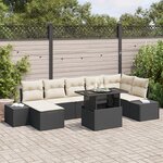 vidaXL Ensemble de canapé de jardin 8 pièces avec coussins en poly rotin noir