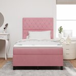 Lit à ressort vidaXL avec matelas et LED Rose 120x200 cm Velours