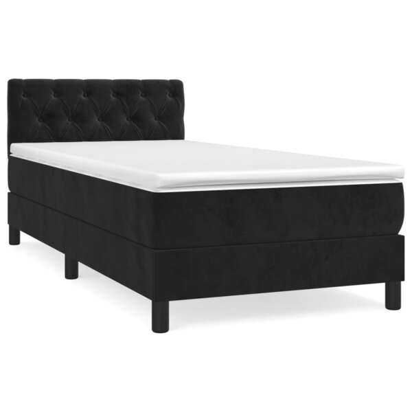 vidaXL Sommier à lattes de lit et matelas Noir 80x200 cm Velours