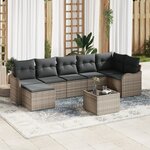 vidaXL Ensemble de Canapé de Jardin 7 Pièces avec Coussins Rotin Poly Noir