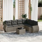 vidaXL Salon de jardin avec coussins 7 Pièces gris résine tressée