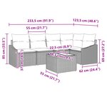 vidaXL Ensemble de canapé de jardin 6 pièces avec coussins noirs en poly rattan