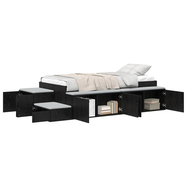 vidaXL Cadre de lit de rangement Chêne noir 80x200 cm
