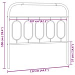 vidaXL Tête de lit métal noir 107 cm