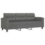 vidaXL Canapé 3 places repose-pieds Gris foncé 180 cm Tissu microfibre