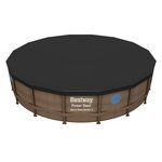 BESTWAY Piscine hors sol ronde Power Steel SwimVista avec hublots - Effet rotin - 488 x 122 cm