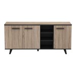 Ensemble scandinave meuble TV + table basse + buffet mélaminé - chêne brossé et noir