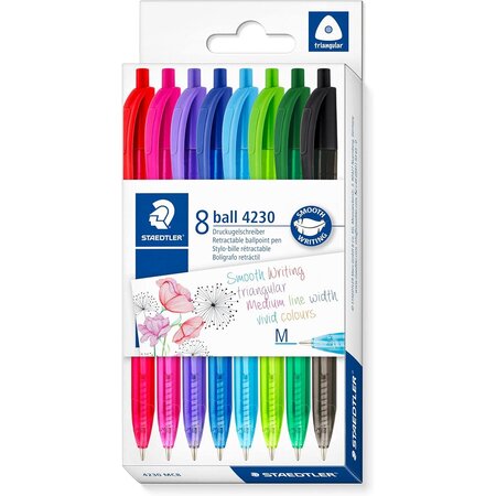 Stylo à bille rétractable ball 4230 m  étui de 8 staedtler