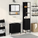vidaXL Ensemble de meubles de salle de bain 3 pièces en chêne noir en bois d'ingénierie